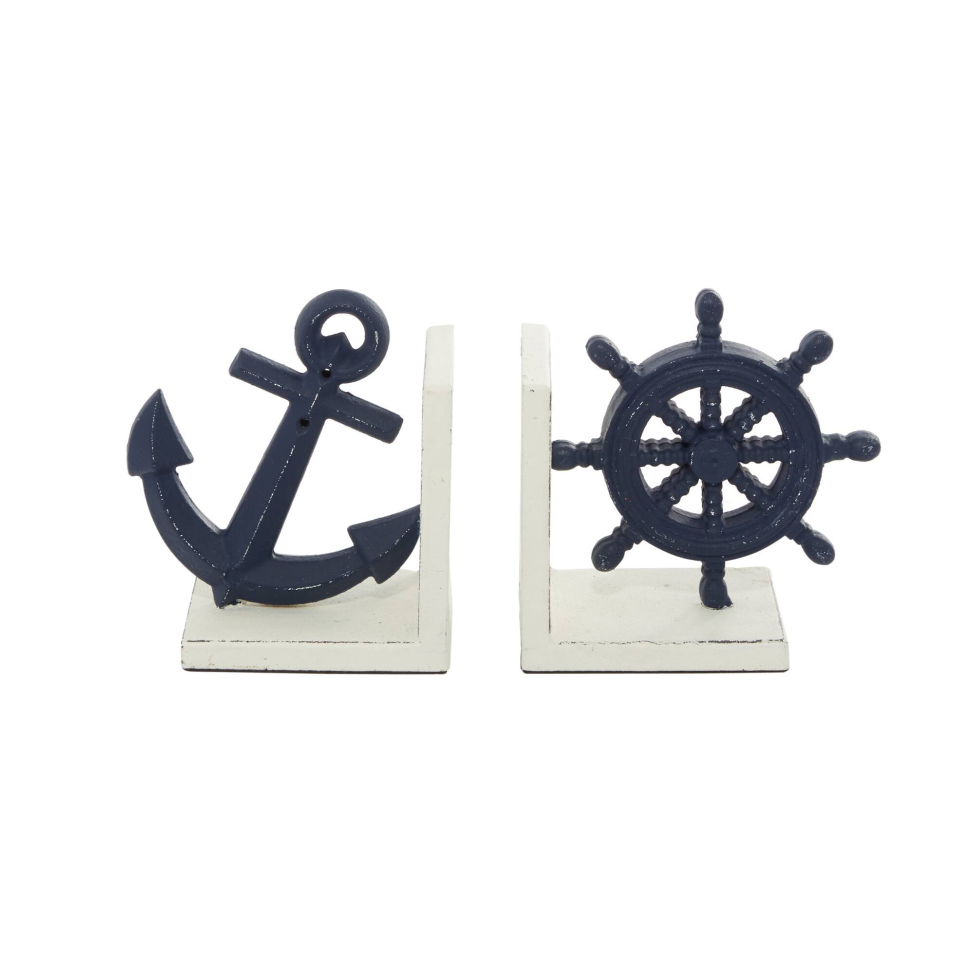 6" Blue Metal Coastal Bookends
